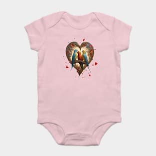 Galentines day and Valentine’s Day parrot romance Baby Bodysuit